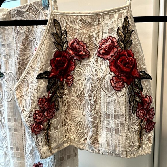 NWOT - Lulus Take a Vow  Ivory Lace Two-Piece Maxi - Size Small - Picture 8 of 16